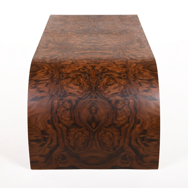 20e anniversaire table Tobbogan<br> loupe de noyer huilé